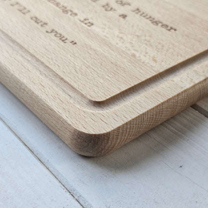 “Hangry” Beechwood Chopping Board – Laser Engraved and Treated with a Food Safe Mineral Oil