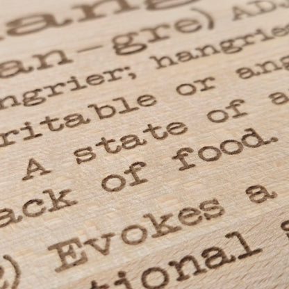 “Hangry” Beechwood Chopping Board – Laser Engraved and Treated with a Food Safe Mineral Oil