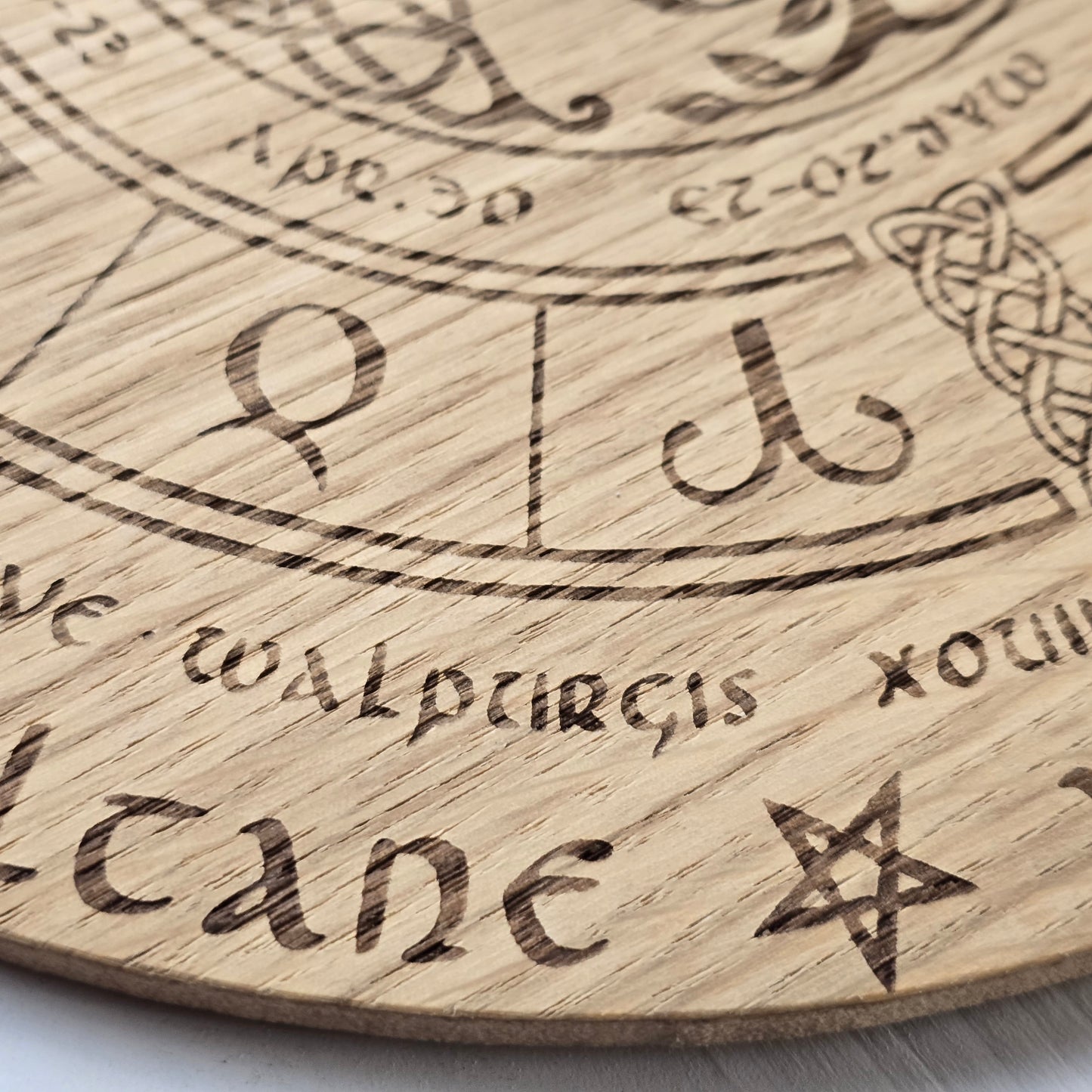 Wheel of the Year – Laser Engraved Oak Circle | Pagan Sabbat Calendar | Handcrafted Ritual Décor
