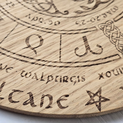 Wheel of the Year – Laser Engraved Oak Circle | Pagan Sabbat Calendar | Handcrafted Ritual Décor