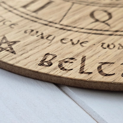 Wheel of the Year – Laser Engraved Oak Circle | Pagan Sabbat Calendar | Handcrafted Ritual Décor