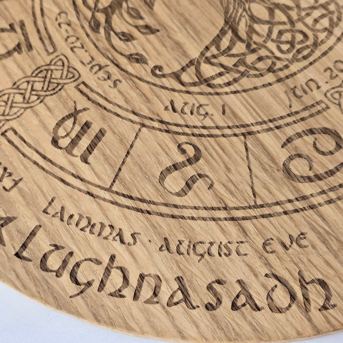 Wheel of the Year – Laser Engraved Oak Circle | Pagan Sabbat Calendar | Handcrafted Ritual Décor