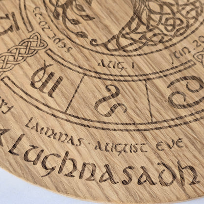 Wheel of the Year – Laser Engraved Oak Circle | Pagan Sabbat Calendar | Handcrafted Ritual Décor