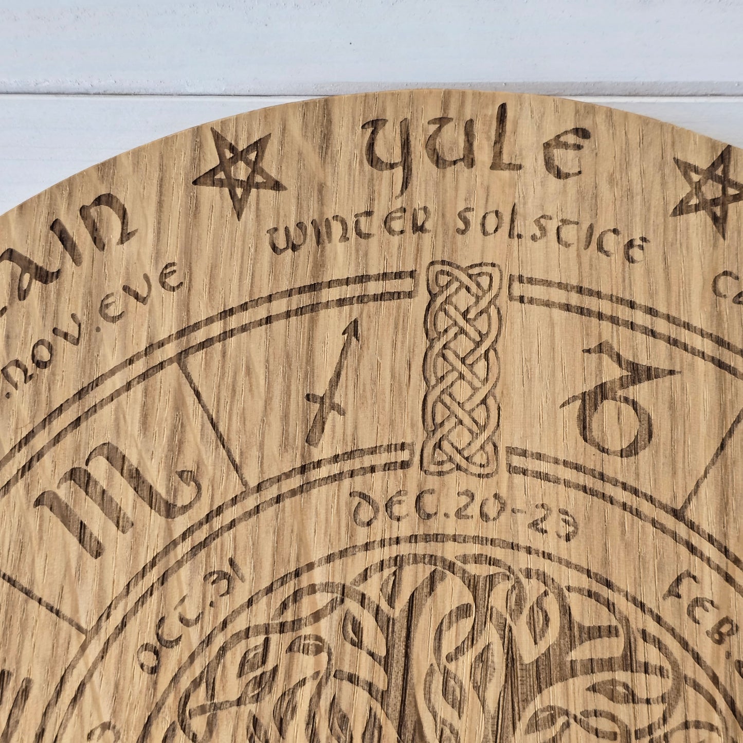 Wheel of the Year – Laser Engraved Oak Circle | Pagan Sabbat Calendar | Handcrafted Ritual Décor