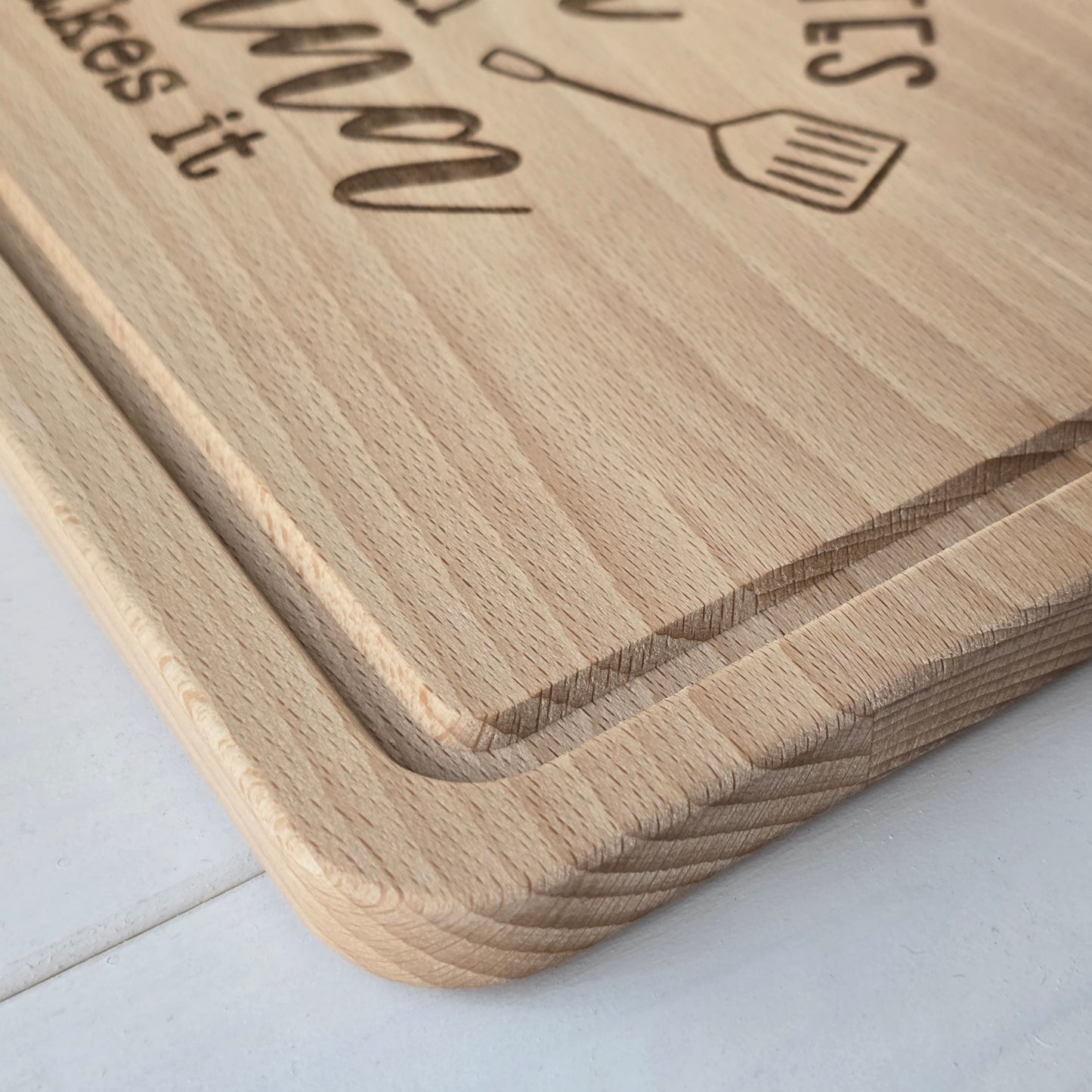 Personalised Beechwood Chopping Board - Laser Engraved Design with Custom Name.