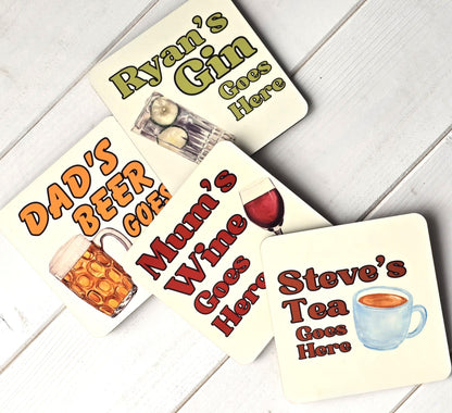 Personalised Drink Coaster – Custom Name & Beverage Design  Sublimation Gift for Cocktail Lovers, Coffee Fans & Mor