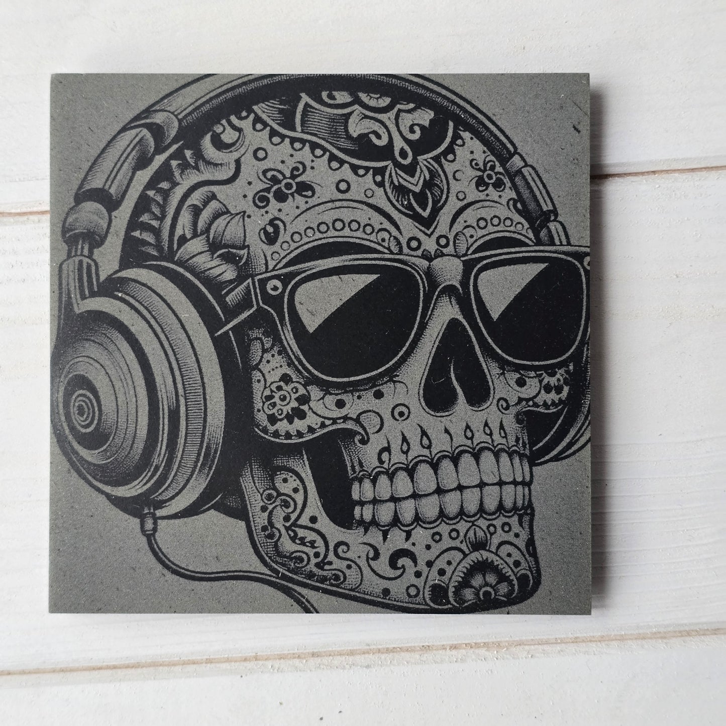 Square Slate Coasters – Intricate Mexican Skull Designs with Day of the Dead Flair
