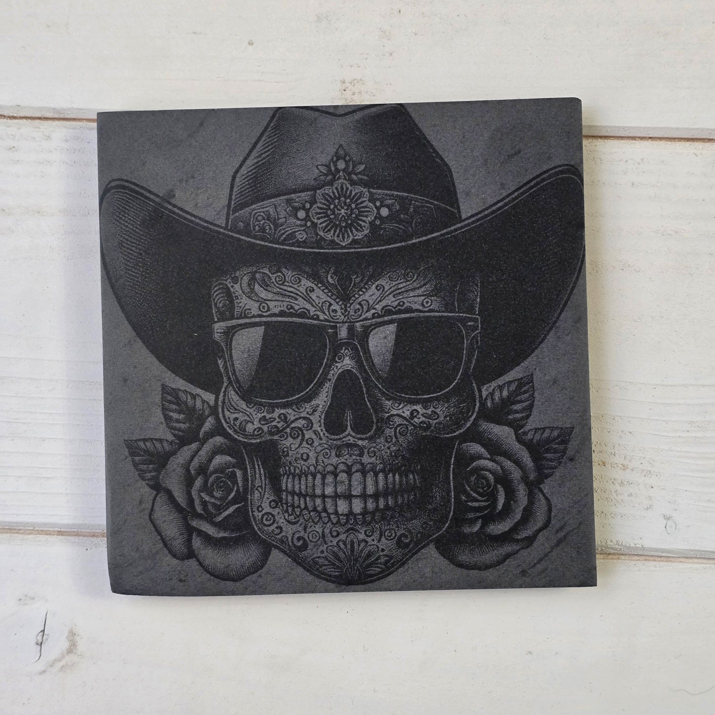Square Slate Coasters – Intricate Mexican Skull Designs with Day of the Dead Flair