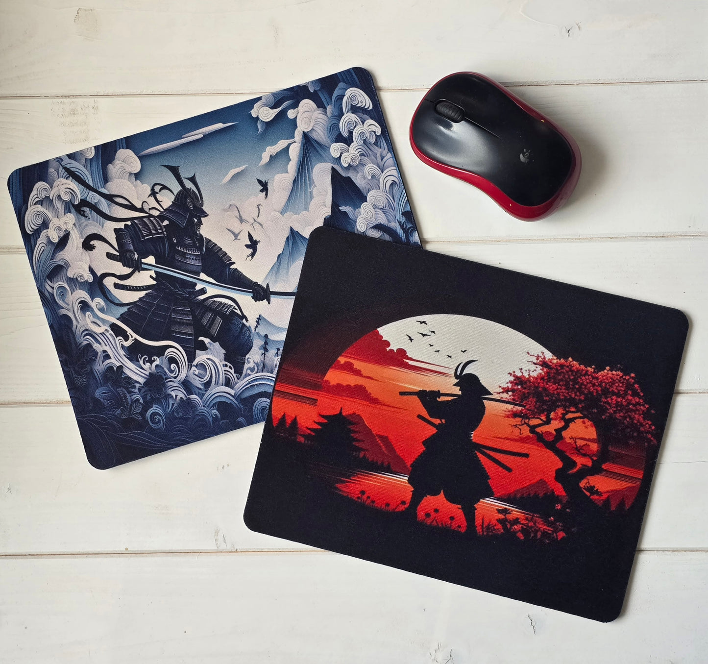 Samurai Warrior Mouse Pad – Japanese Art Desk Accessory & Unique Gift