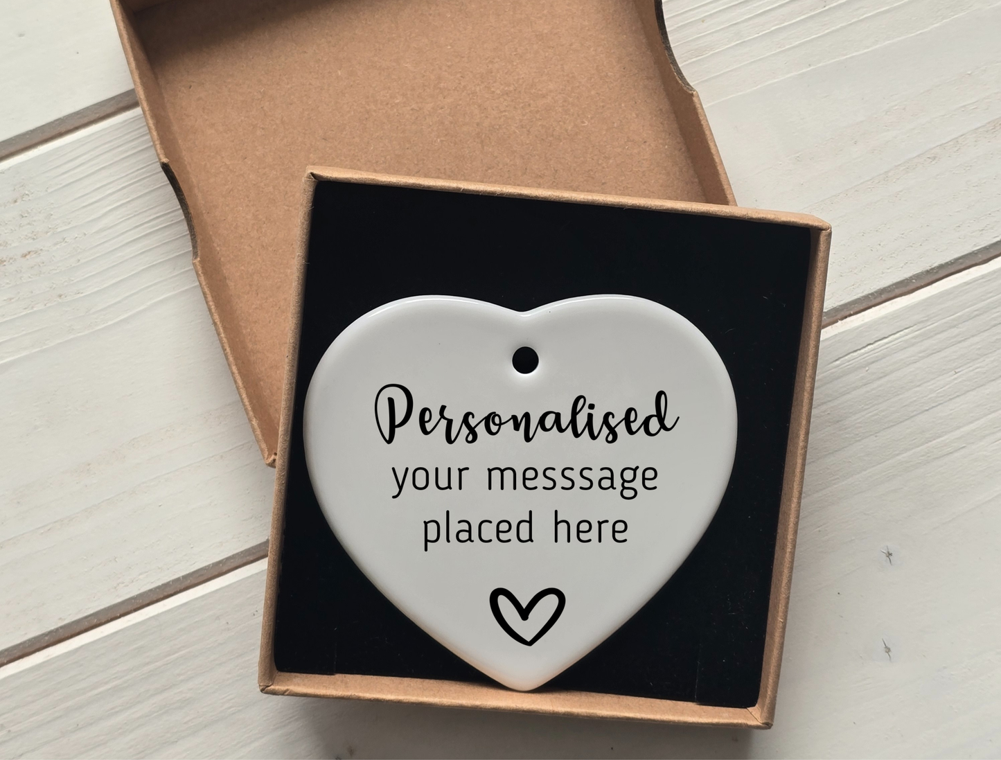 Personalised White Ceramic Heart - Keepsake, Birthday, Anniversary, Wedding, Christmas, Valentines, Thank You, Friendship Gift