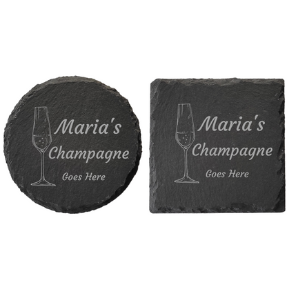 Personalised Slate Drinks Coaster – Custom Name & Drink Design, Laser Engraved