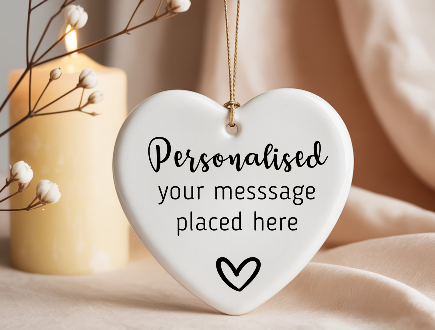 Personalised White Ceramic Heart - Keepsake, Birthday, Anniversary, Wedding, Christmas, Valentines, Thank You, Friendship Gift