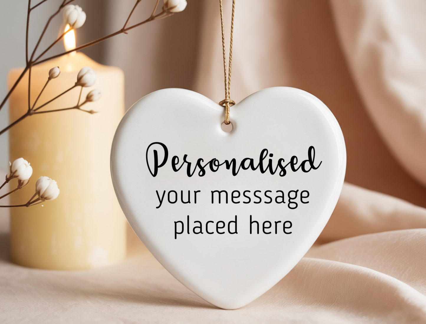 Personalised White Ceramic Heart - Keepsake, Birthday, Anniversary, Wedding, Christmas, Valentines, Thank You, Friendship Gift