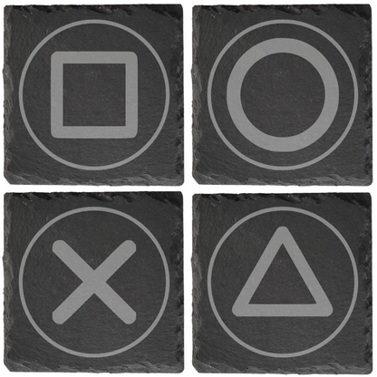 Gamer Slate Coasters – Laser Engraved Controller Designs and Buttons