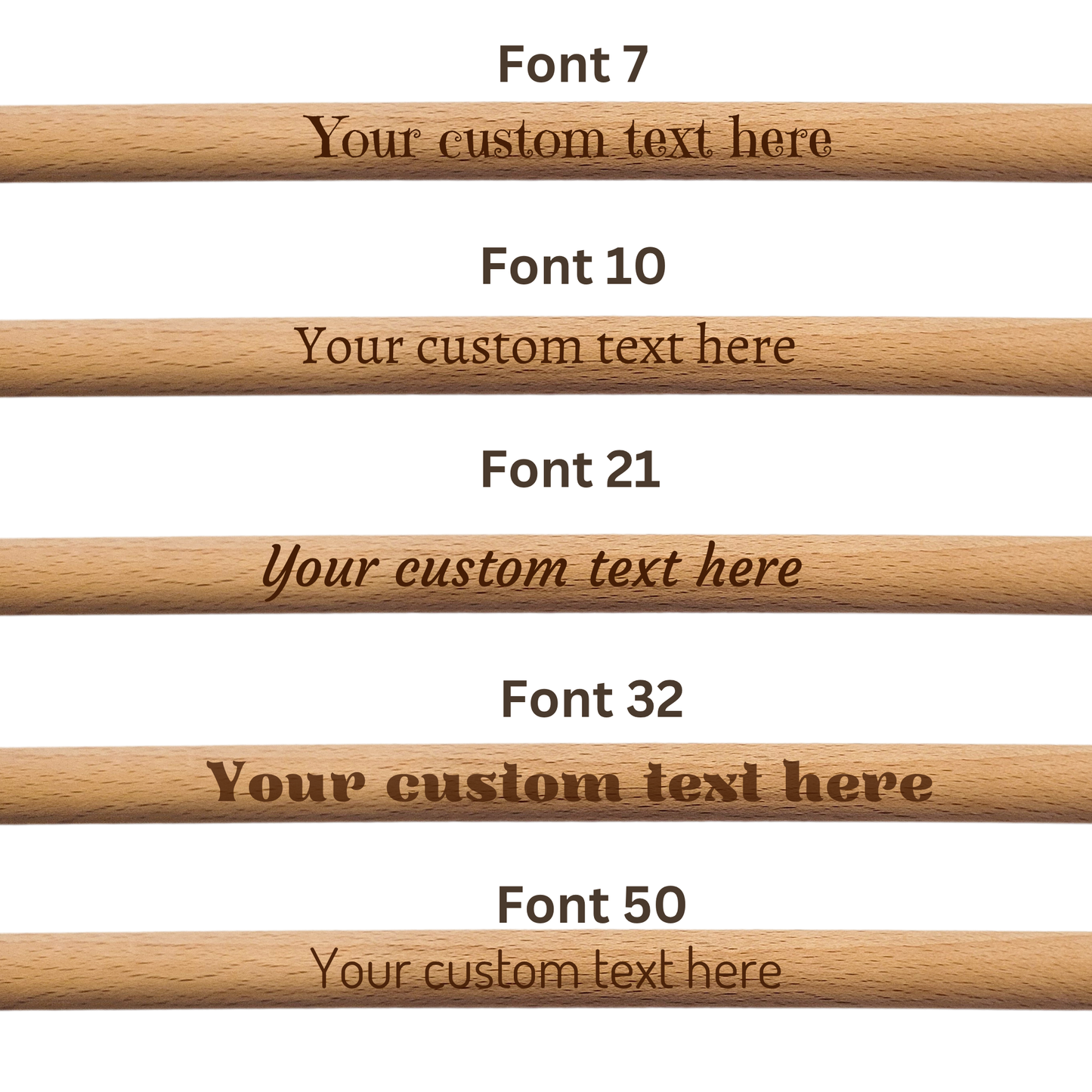 Personalised Beech Wooden Spoon – Custom Text on Spoon Head and/or Handle 25cm Gift with Ribbon Option