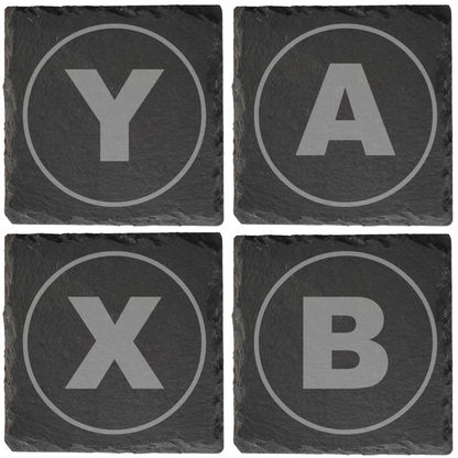Gamer Slate Coasters – Laser Engraved Controller Designs and Buttons