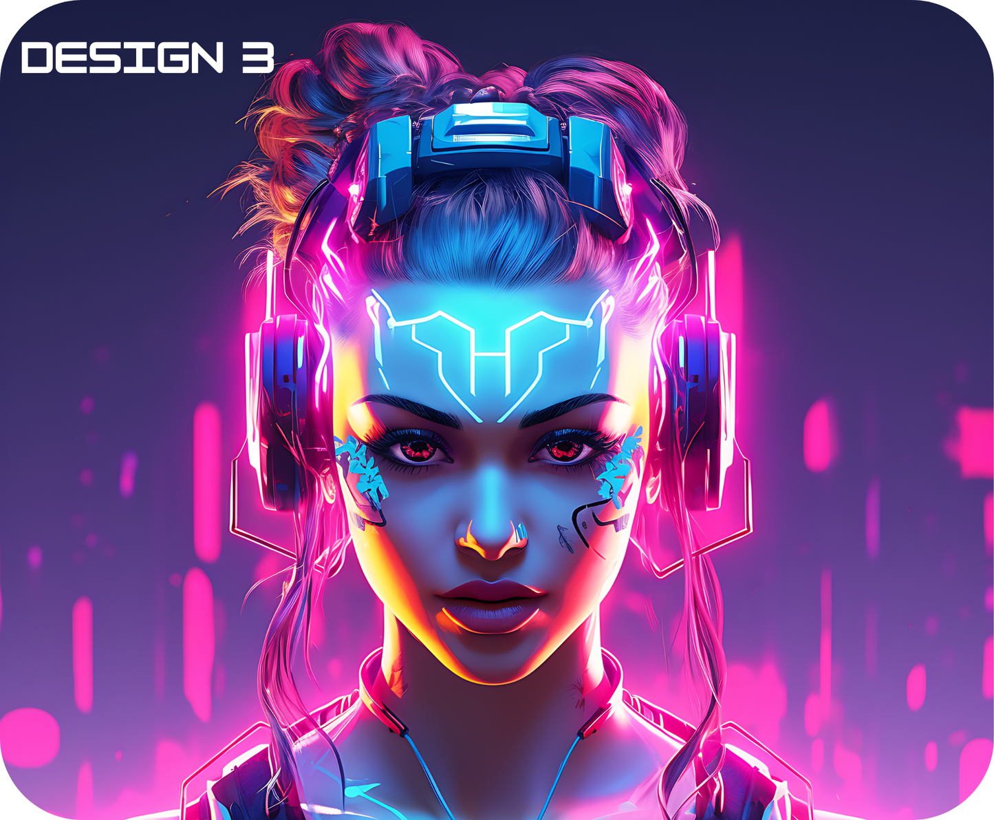 Neon Femme Cyberpunk Mouse Mat – Bold, Bright & Futuristic