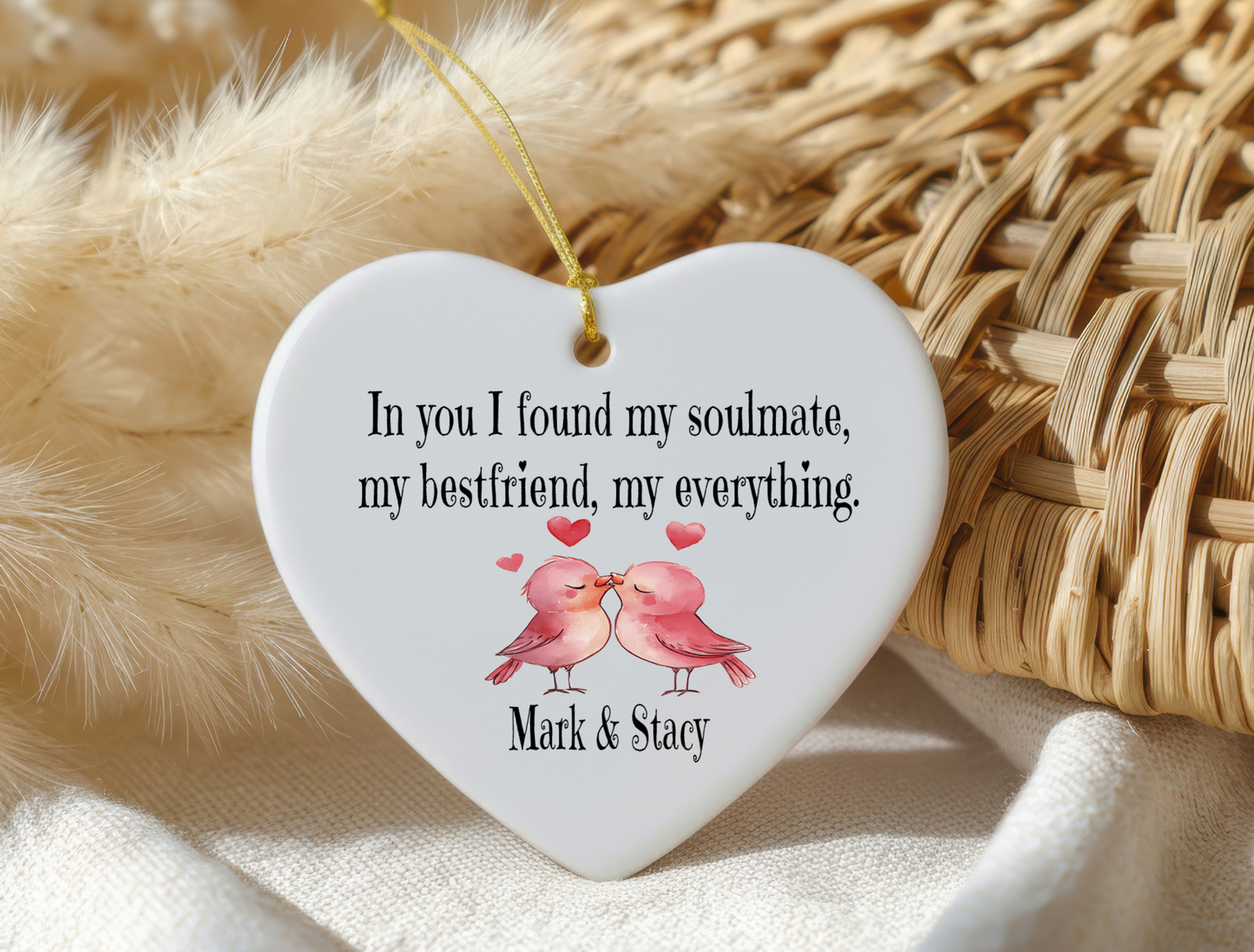 Soulmate Ceramic Heart Plaque - Ideal for Valentines, Birthday, Christmas, Romantic Keepsake, Couples Gift