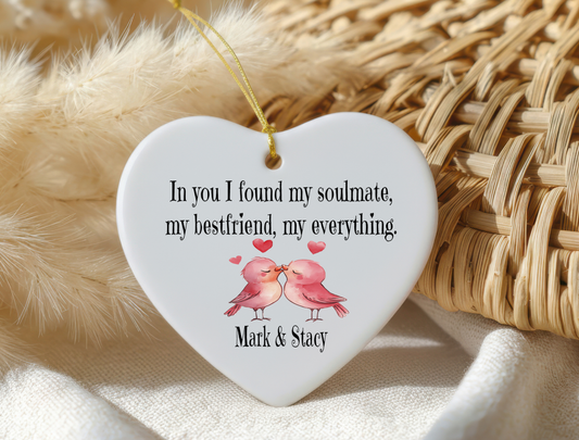 Soulmate Ceramic Heart Plaque - Ideal for Valentines, Birthday, Christmas, Romantic Keepsake, Couples Gift