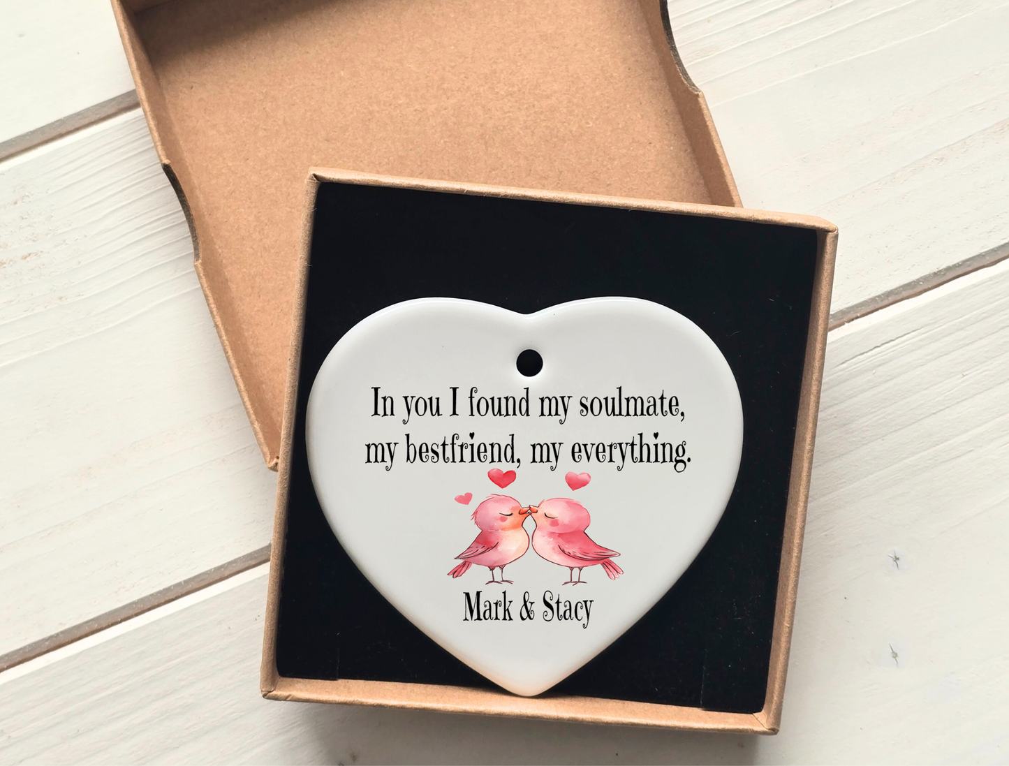 Soulmate Ceramic Heart Plaque - Ideal for Valentines, Birthday, Christmas, Romantic Keepsake, Couples Gift