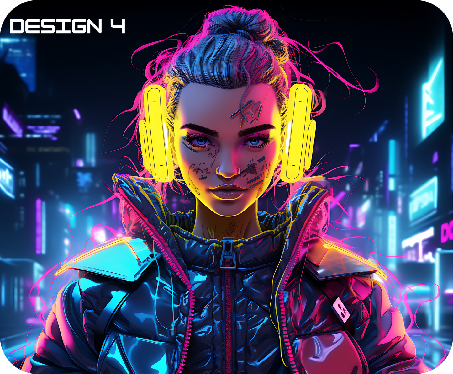 Neon Femme Cyberpunk Mouse Mat – Bold, Bright & Futuristic