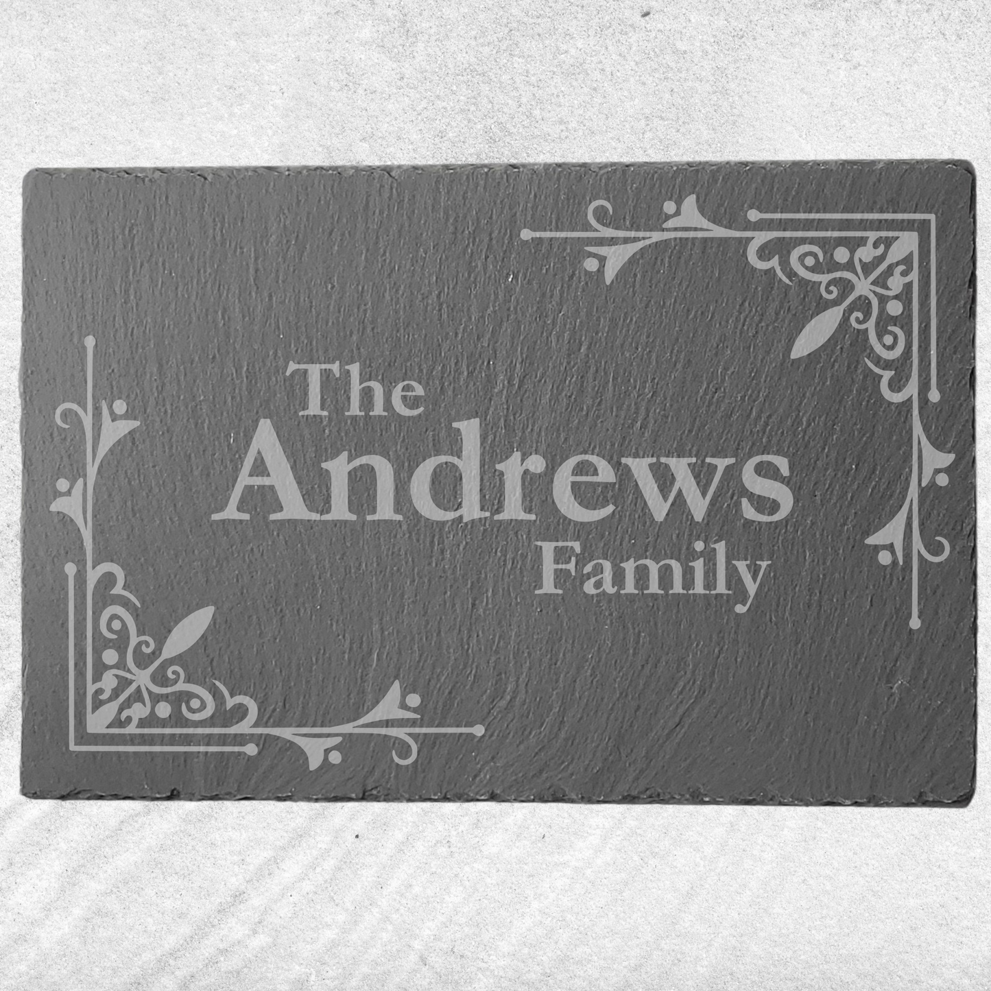 Personalised Slate Dinning Table Placemats – 7 Designs - Custom Family Name - Singles or Sets