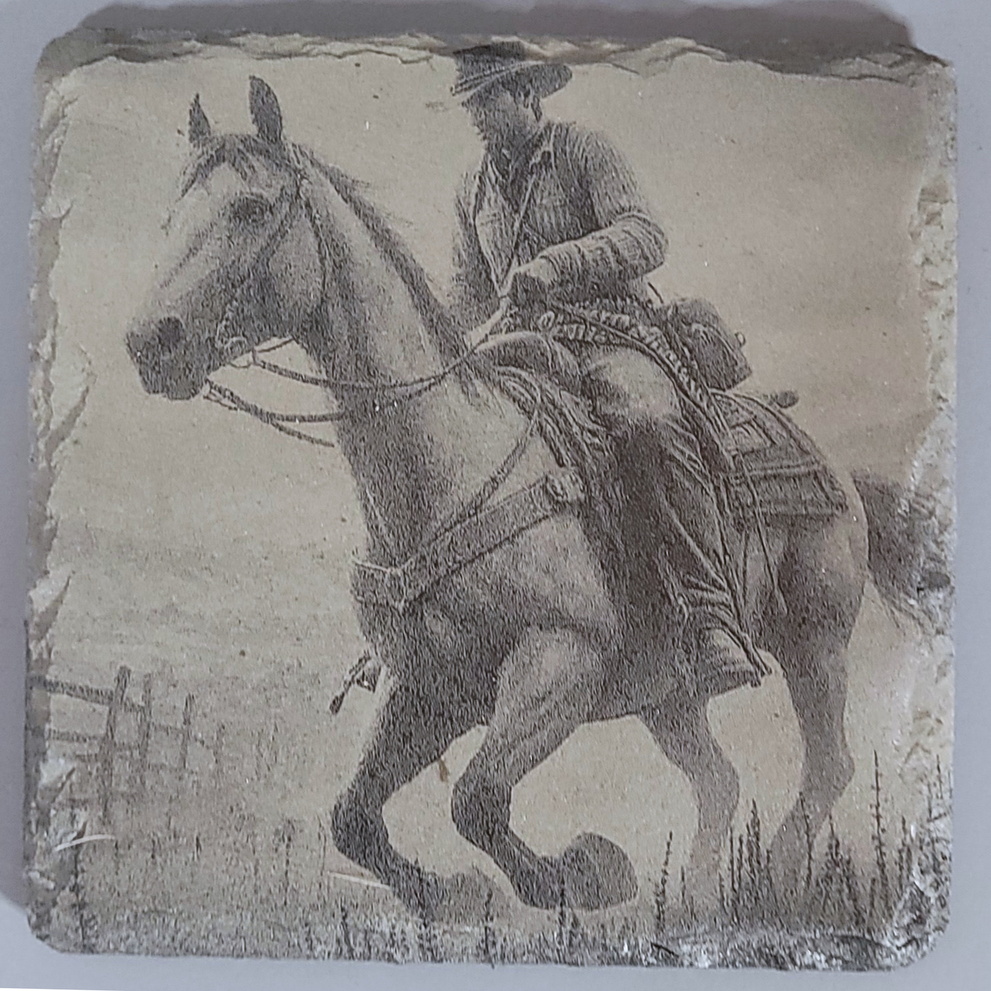 Intricate Cowboy Inspired Designs of the Olde West on Natural Slate Coasters