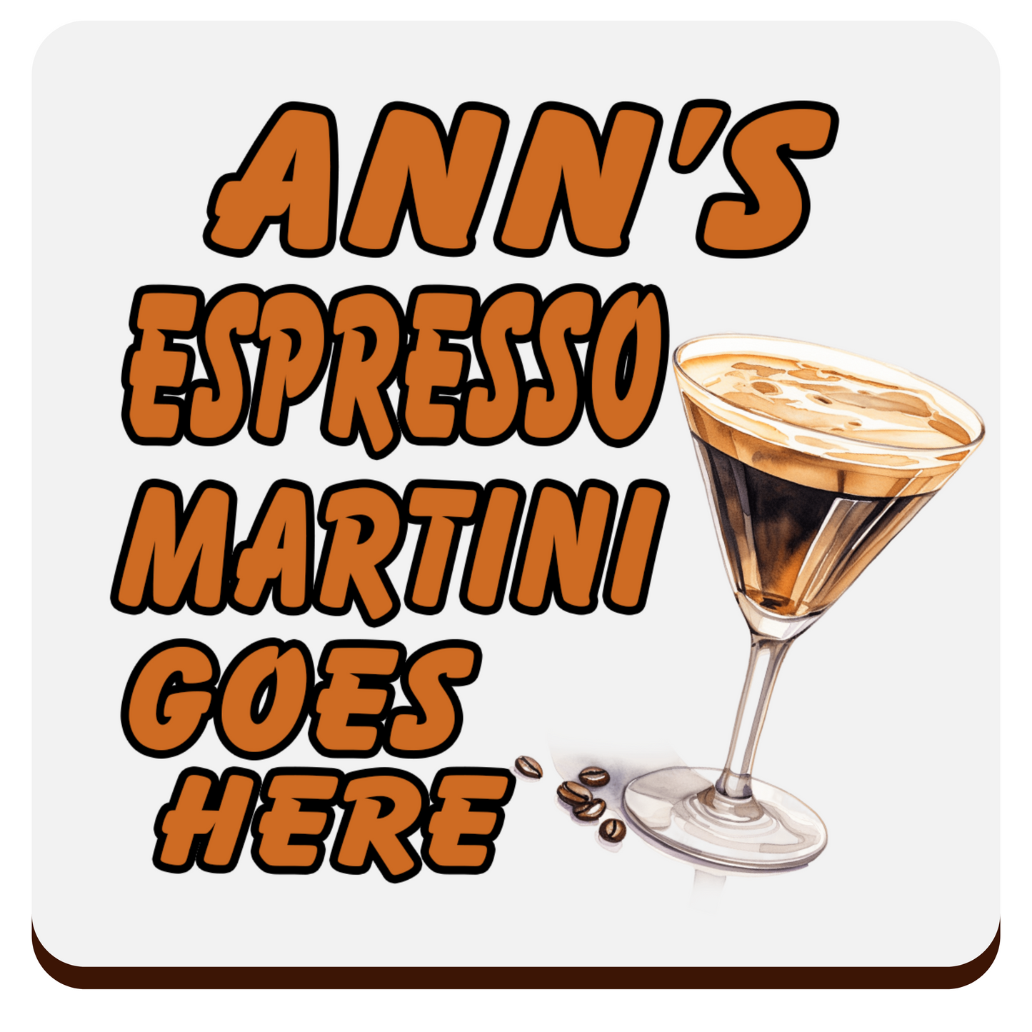 Personalised Drink Coaster – Custom Name & Beverage Design  Sublimation Gift for Cocktail Lovers, Coffee Fans & Mor