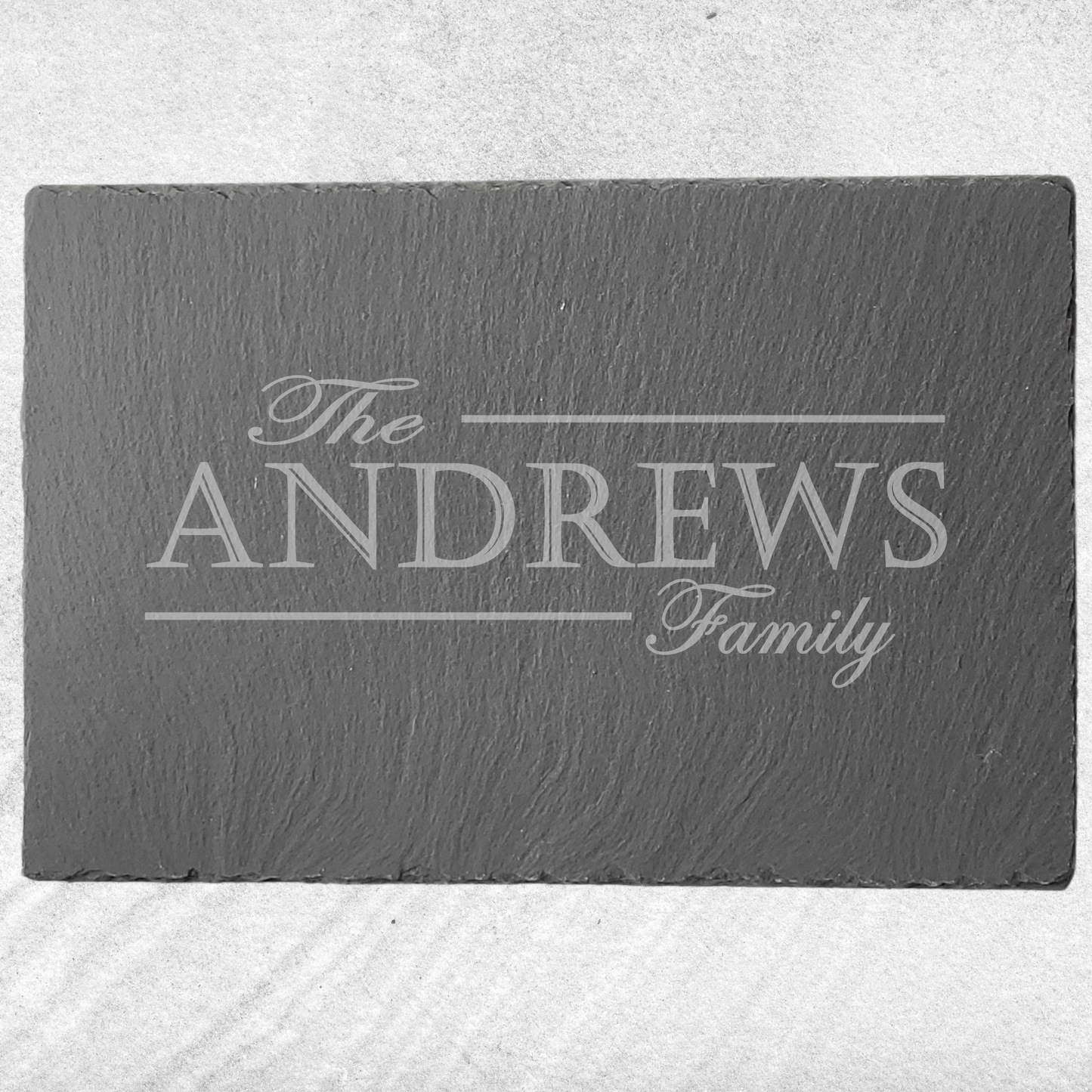 Personalised Slate Dinning Table Placemats – 7 Designs - Custom Family Name - Singles or Sets