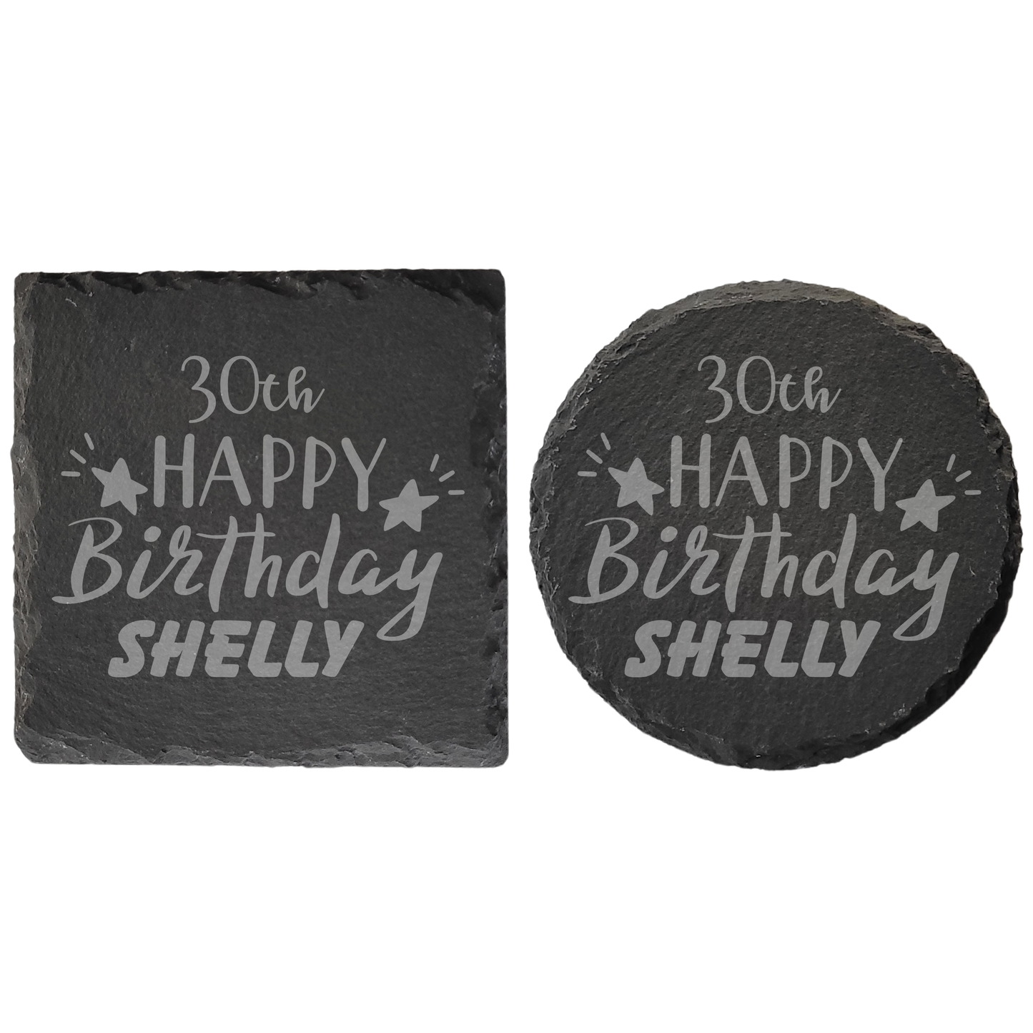 Personalised Milestone Birthday Slate Coaster – Custom Age & Name - 4 Design Options
