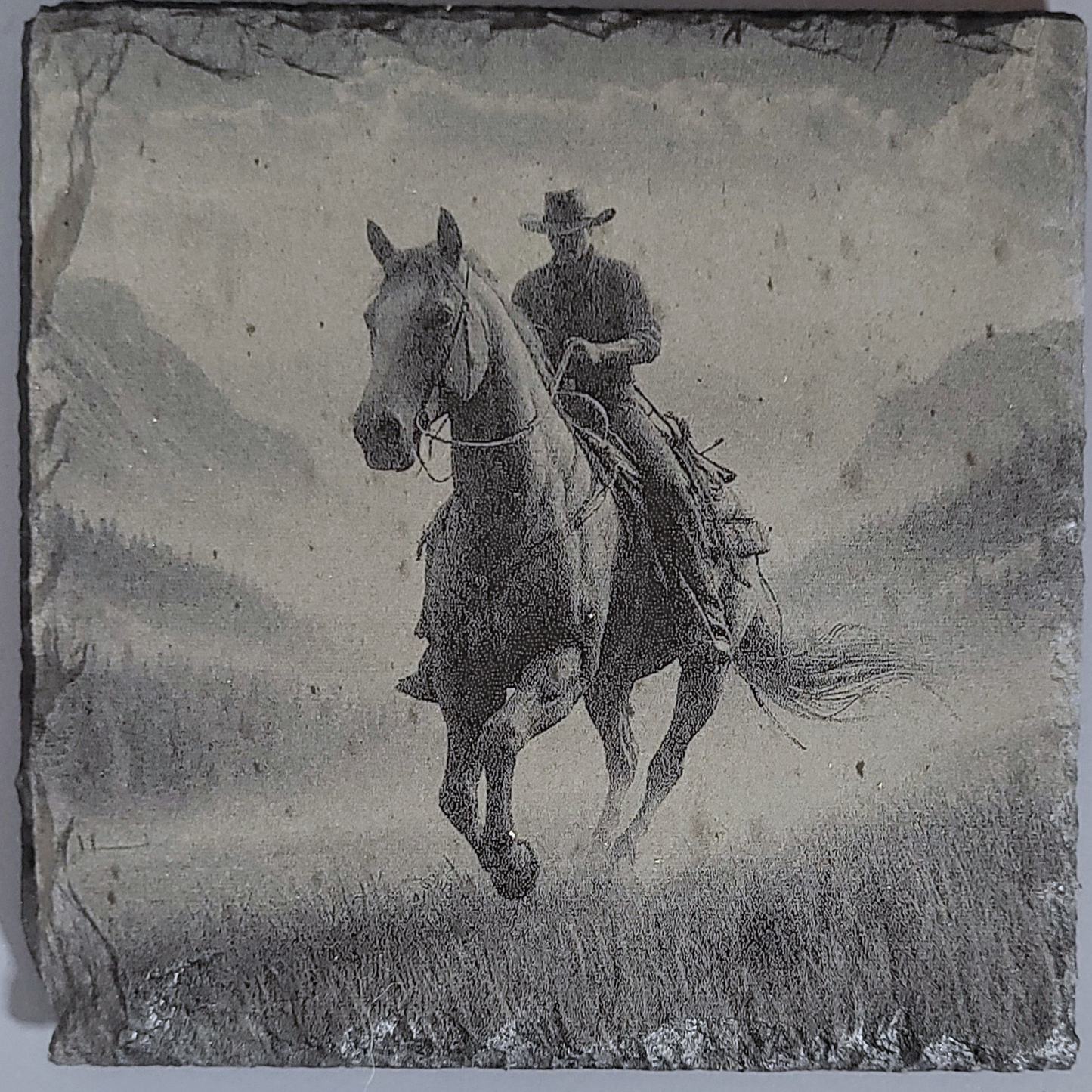 Intricate Cowboy Inspired Designs of the Olde West on Natural Slate Coasters