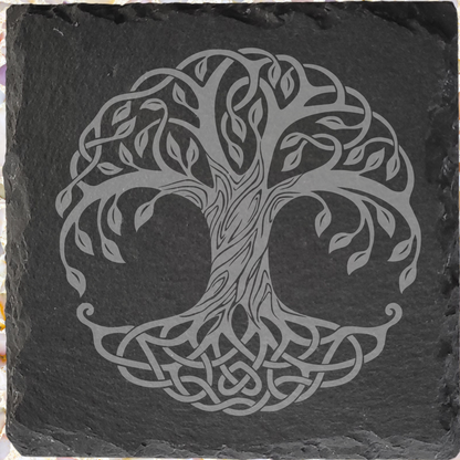 Tree of Life Slate Coaster – Laser Engraved Natural Stone  Spiritual Home Décor & Gift