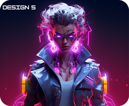 Neon Femme Cyberpunk Mouse Mat – Bold, Bright & Futuristic