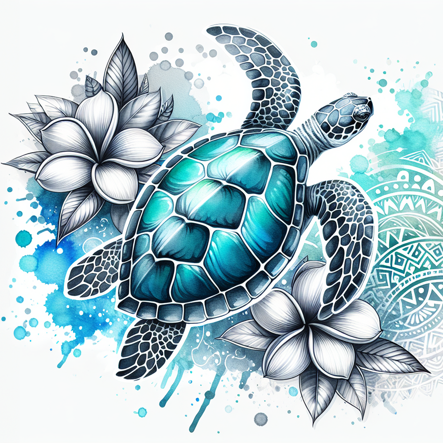 Watercolour Sea Life Coasters – Sublimation Ocean Creatures with Tribal Accents  Turtles, Dolphins, Stingrays & More