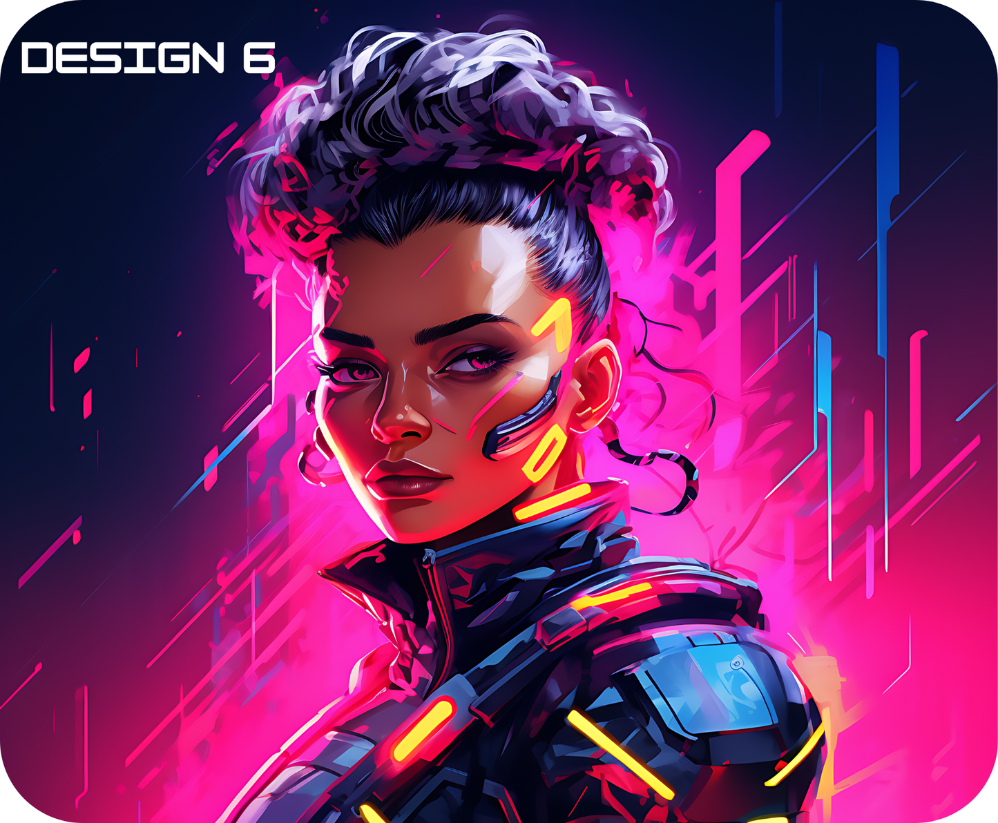 Neon Femme Cyberpunk Mouse Mat – Bold, Bright & Futuristic