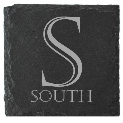 Laser Engraved Compass Slate Coasters – Round or Square | North, South, East, West Design