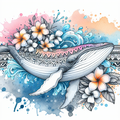 Watercolour Sea Life Coasters – Sublimation Ocean Creatures with Tribal Accents  Turtles, Dolphins, Stingrays & More