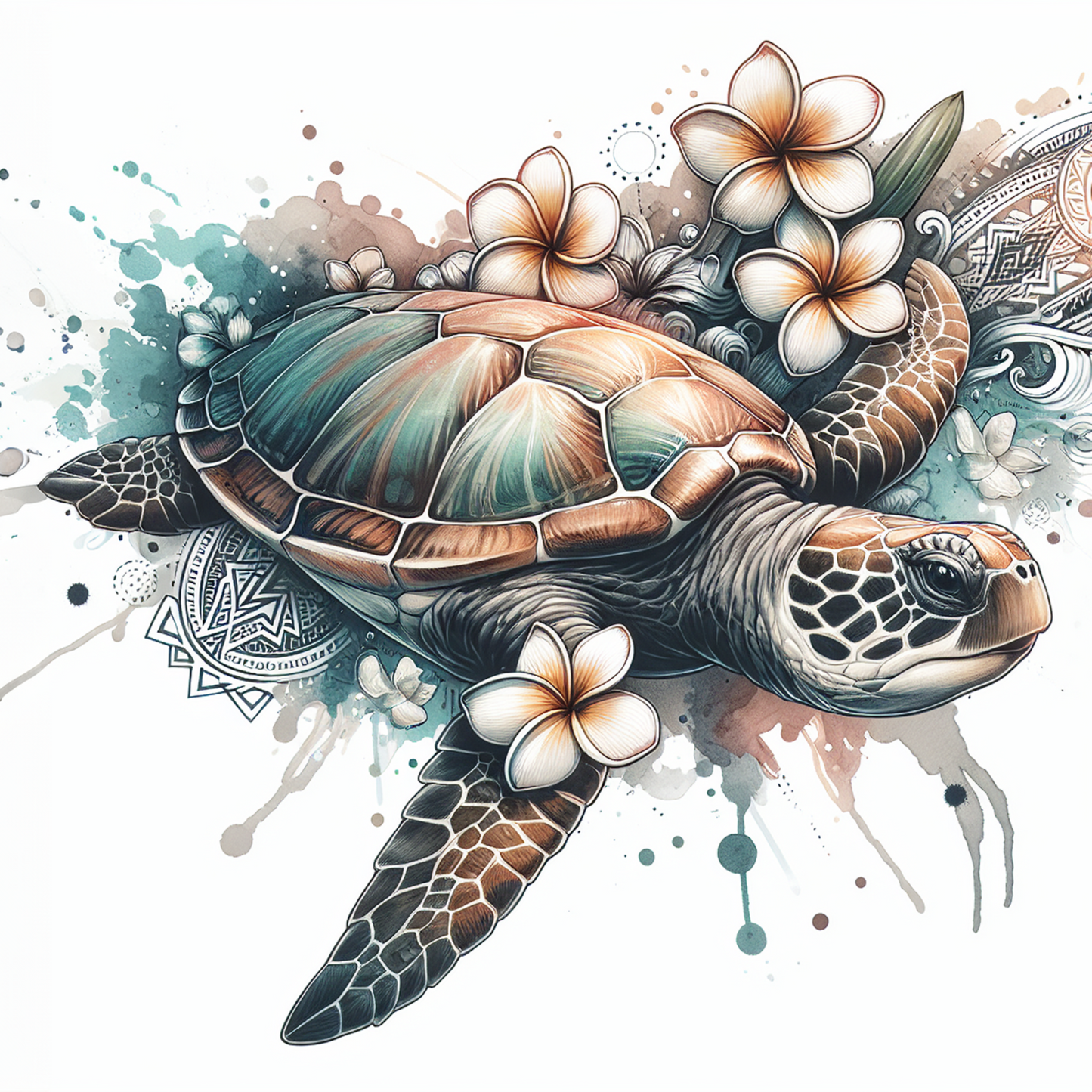 Watercolour Sea Life Coasters – Sublimation Ocean Creatures with Tribal Accents  Turtles, Dolphins, Stingrays & More