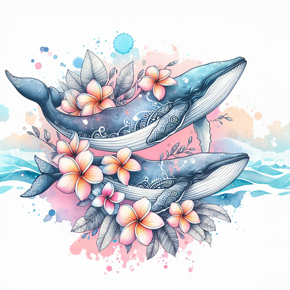 Watercolour Sea Life Coasters – Sublimation Ocean Creatures with Tribal Accents  Turtles, Dolphins, Stingrays & More