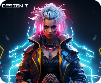 Neon Femme Cyberpunk Mouse Mat – Bold, Bright & Futuristic