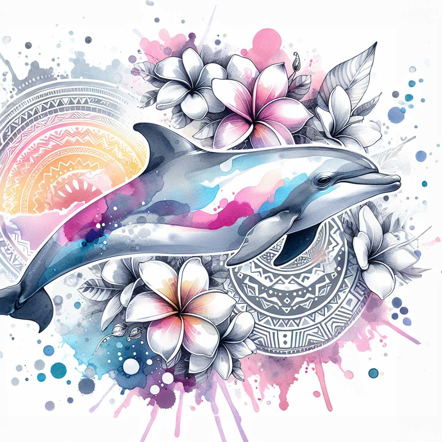 Watercolour Sea Life Coasters – Sublimation Ocean Creatures with Tribal Accents  Turtles, Dolphins, Stingrays & More