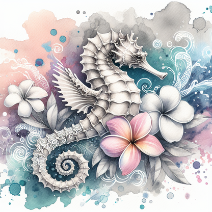 Watercolour Sea Life Coasters – Sublimation Ocean Creatures with Tribal Accents  Turtles, Dolphins, Stingrays & More