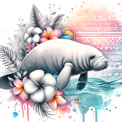 Watercolour Sea Life Coasters – Sublimation Ocean Creatures with Tribal Accents  Turtles, Dolphins, Stingrays & More