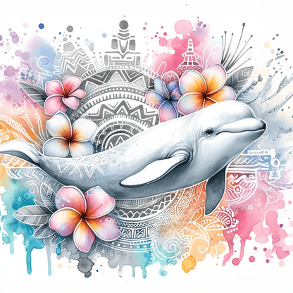 Watercolour Sea Life Coasters – Sublimation Ocean Creatures with Tribal Accents  Turtles, Dolphins, Stingrays & More