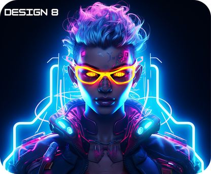 Neon Femme Cyberpunk Mouse Mat – Bold, Bright & Futuristic