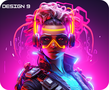 Neon Femme Cyberpunk Mouse Mat – Bold, Bright & Futuristic
