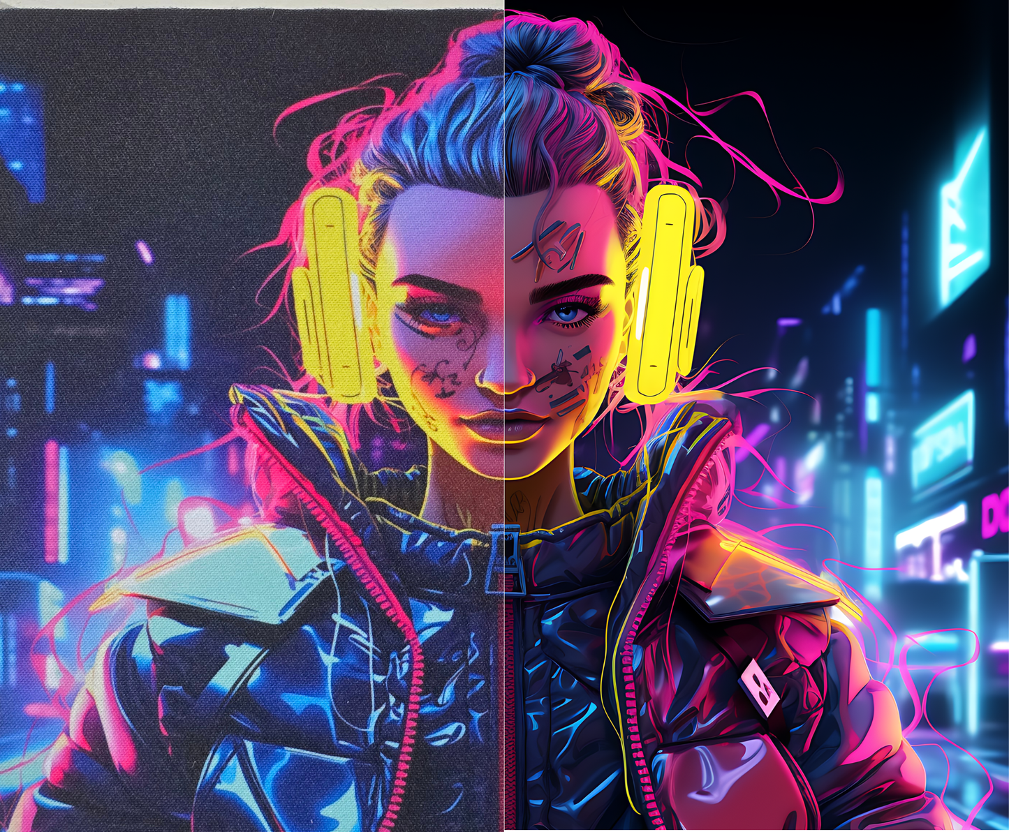 Neon Femme Cyberpunk Mouse Mat – Bold, Bright & Futuristic