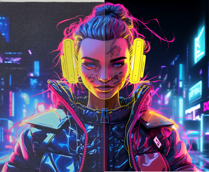 Neon Femme Cyberpunk Mouse Mat – Bold, Bright & Futuristic