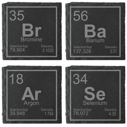 Personalised Periodic Table Slate Coaster – Custom Element Design, Laser Engraved Gift
